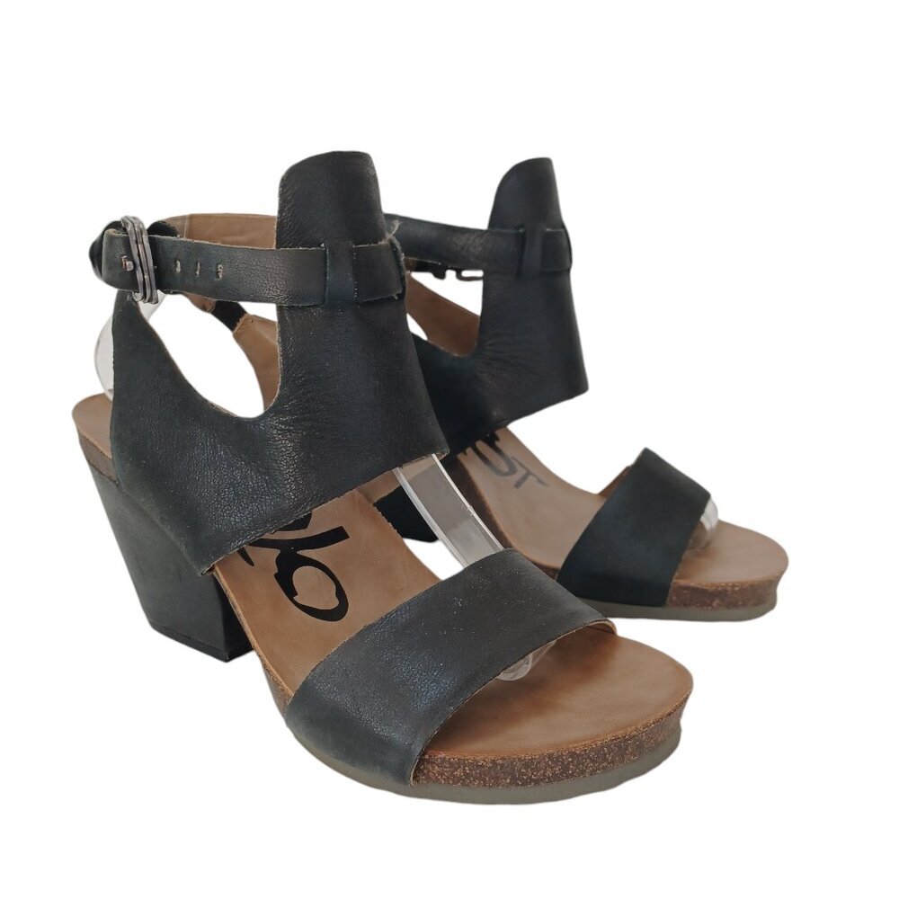 OTBT Lee Leather‎ Sandal Heels Wrap Ankle Strap Open Toe Platform Womens 6.5 M